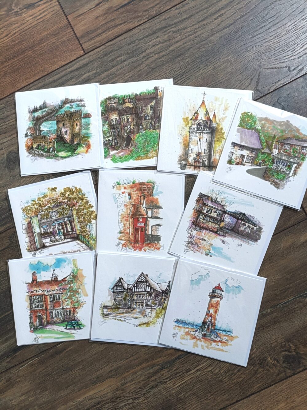 Unique urban art greeting card designs of North Wales. Pack of 10